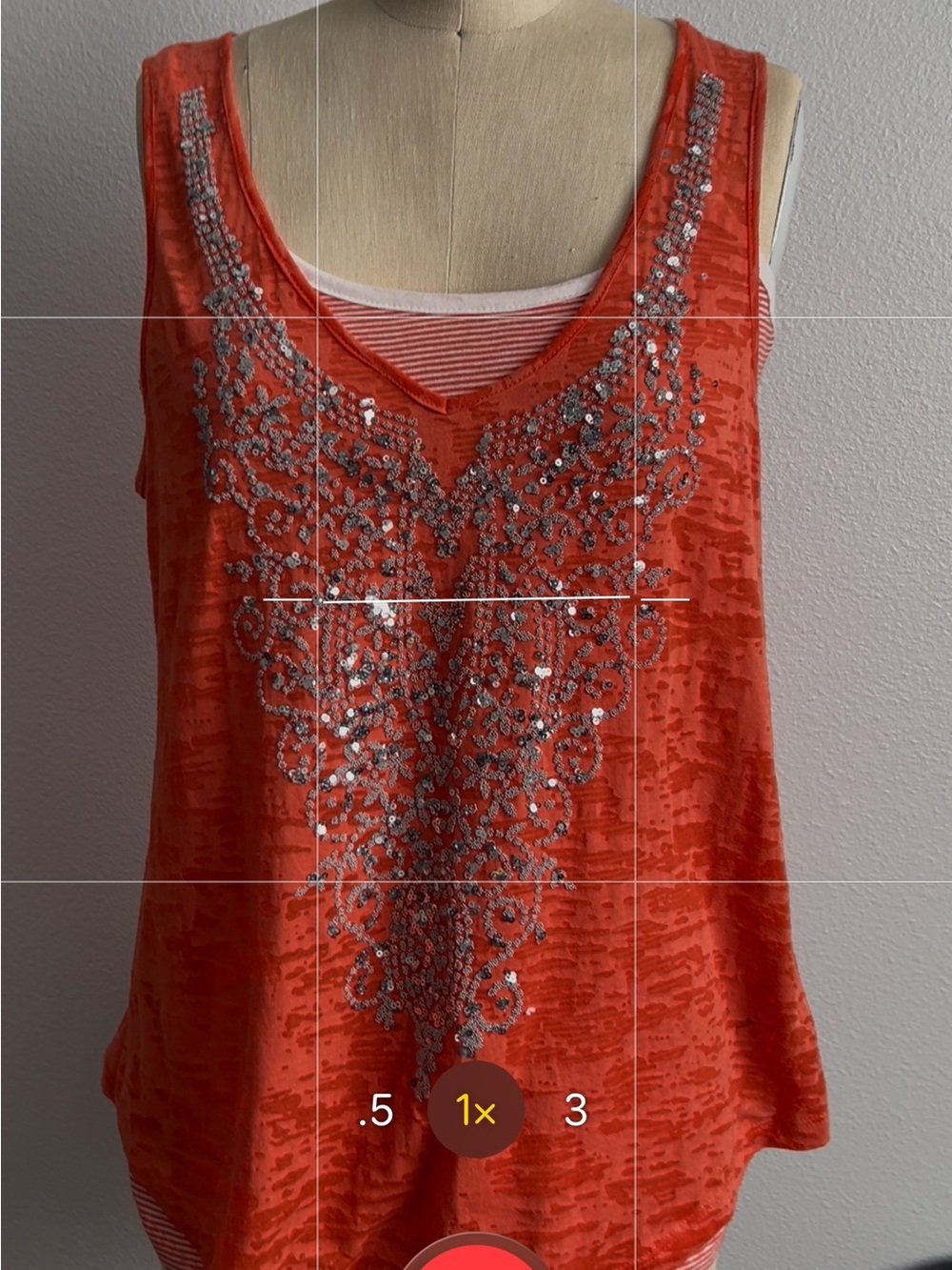 Women's Coral Beaded Scoop Neck Tank Top